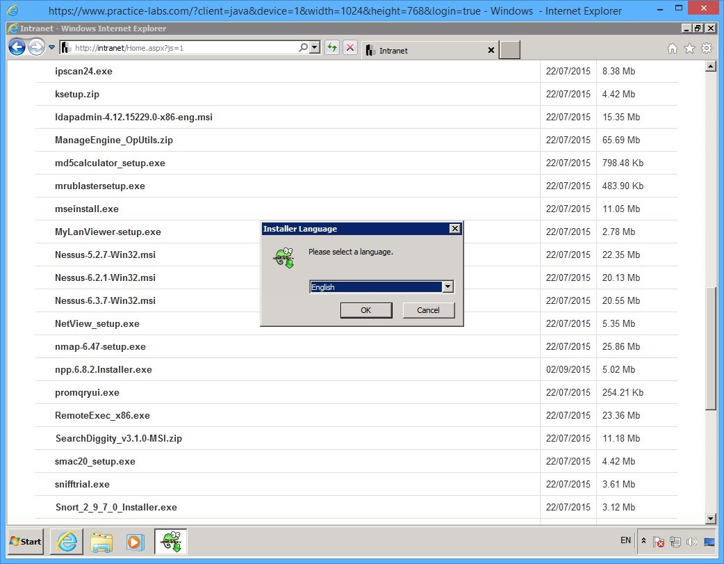 Practice Labs screenshot.